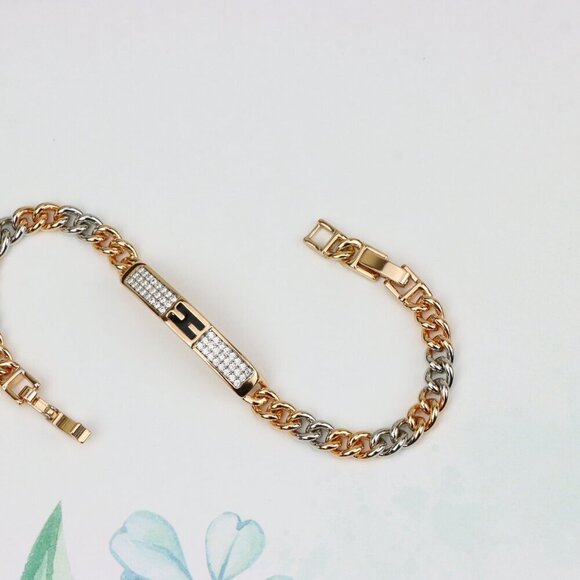 "Dual Tone Rose Gold Bracelet with Crystal 'H' Accent, XPBL0735 - Picture 2 of 10